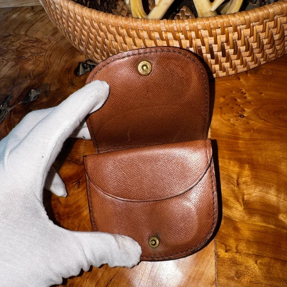 Louis Vuitton Monogram Porte Monnaie Gousset Coin Purse Wallet Brown - Picture 7 of 12